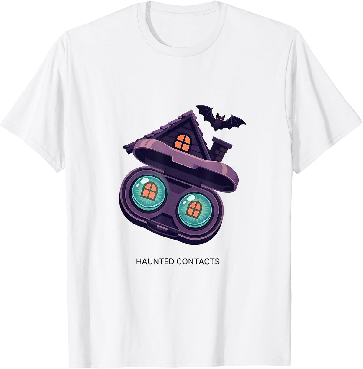 Men's Haunted Contacts Funny Optometrist Eye Doctor Halloween T-Shirt - White