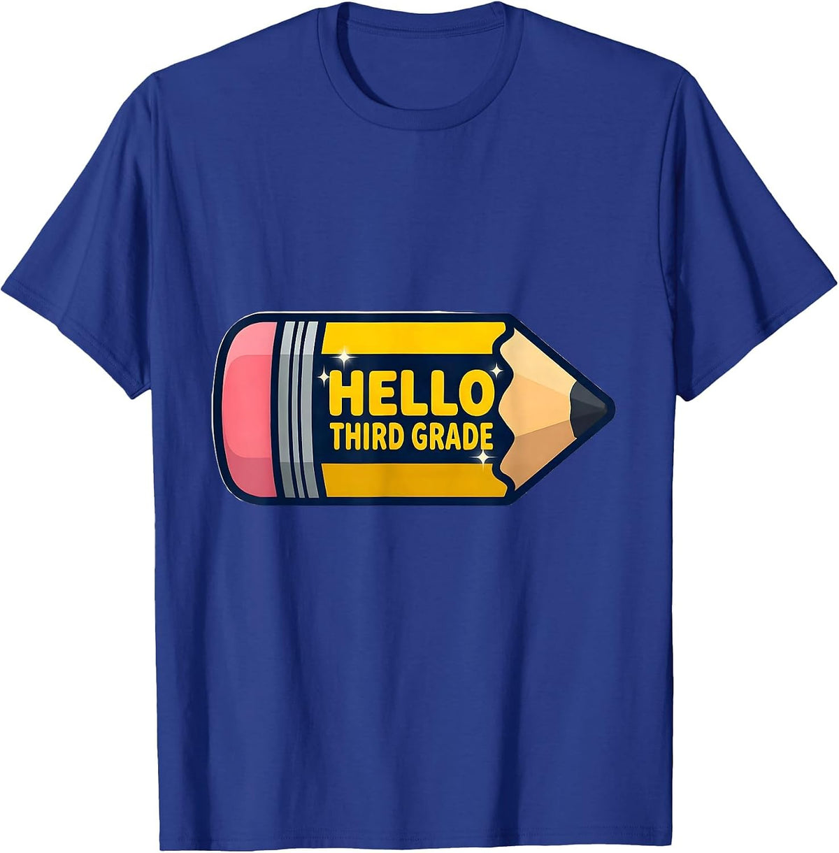 Hello Third Grade Cute Back to School Pencil Teacher Girl T-Shirt - Royal Blue