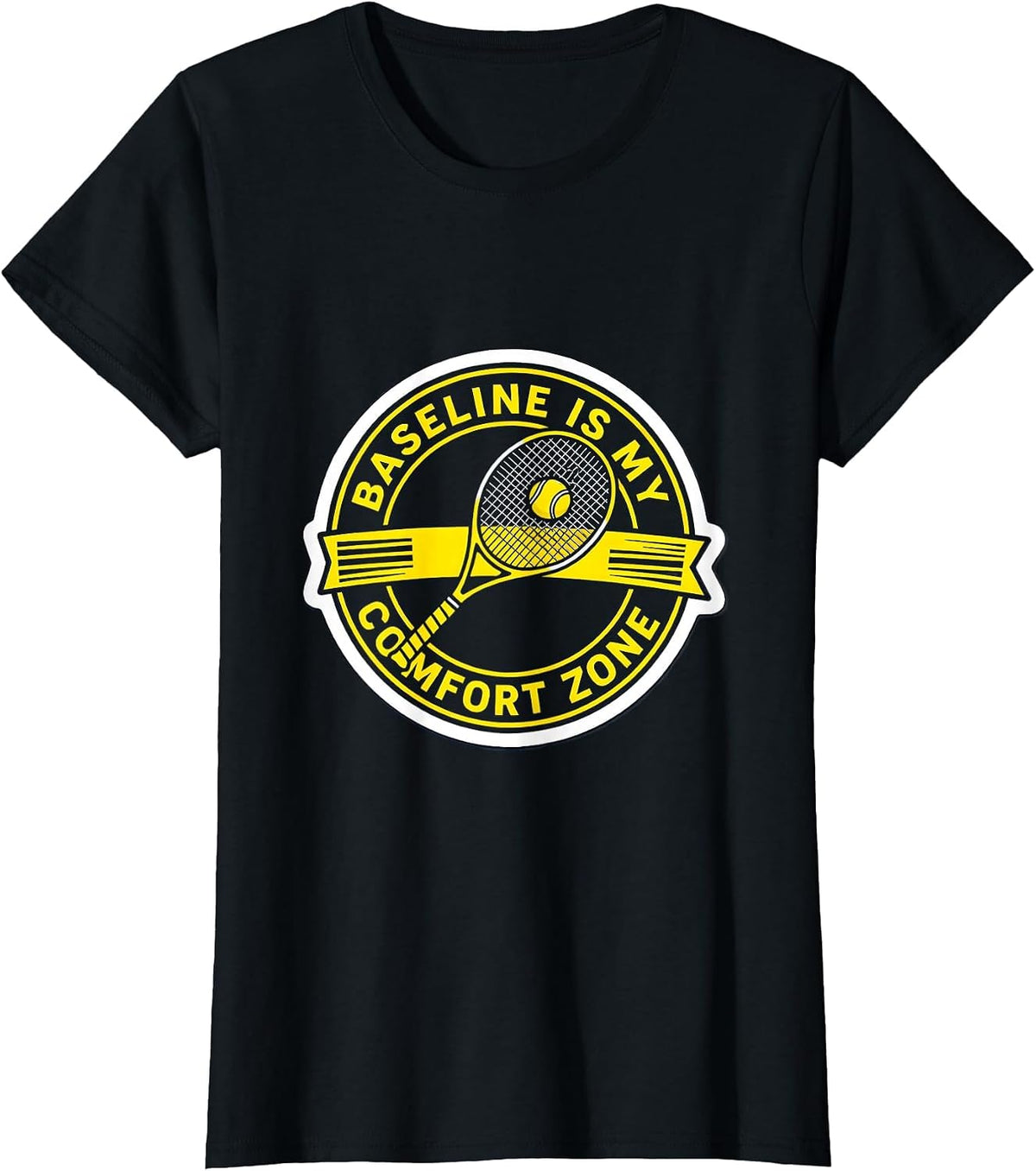 Baseline Is My Comfort Zone Tennis Design T-Shirt - Black