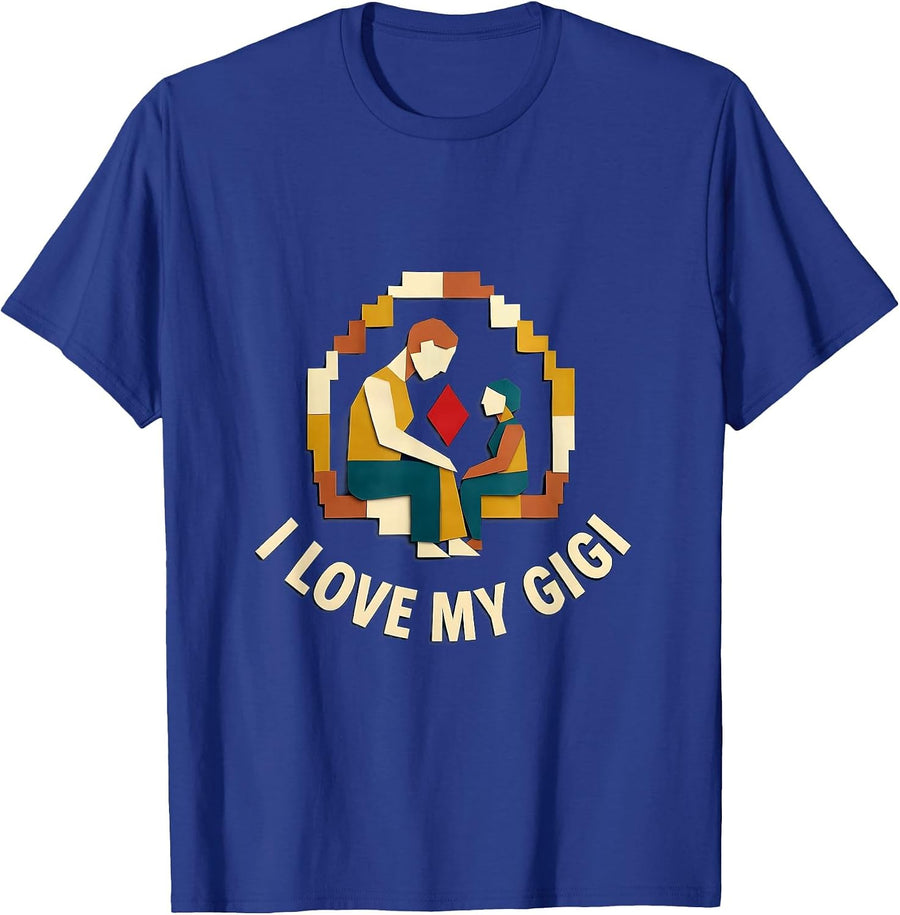 I Love My Gigi Quilt Block Patchwork Grandchild National T-Shirt - Royal Blue