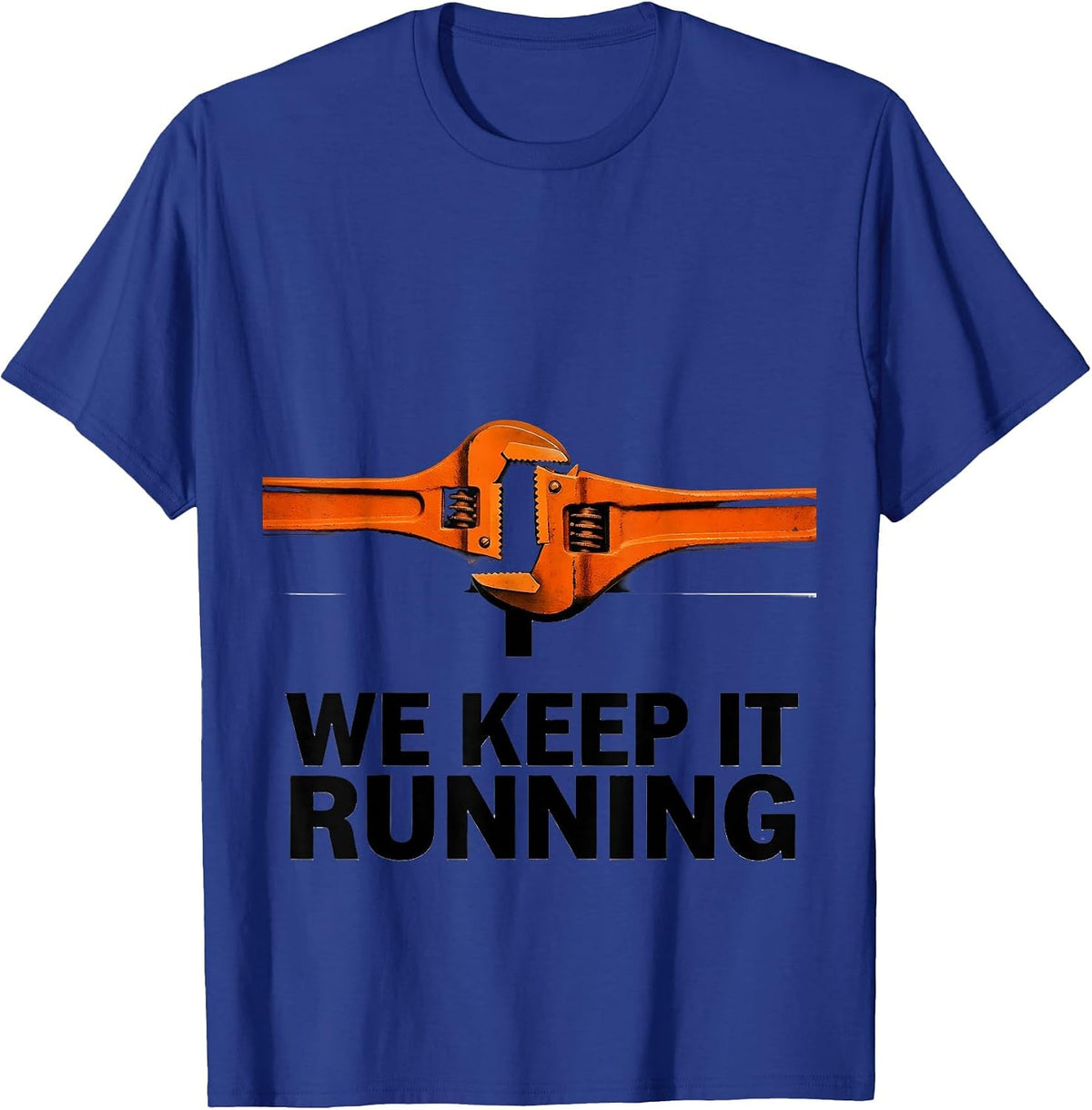 Men's We Keep It Running Brutalist Graphic American Flag Mechanic T-Shirt - Royal Blue
