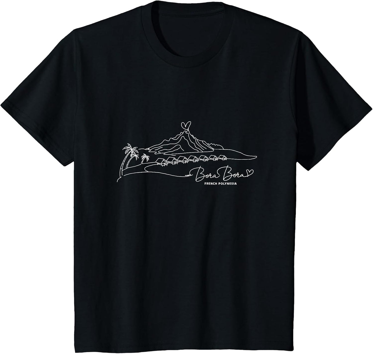 Bora Bora French Polynesia Signature Heart Art - Souvenir T-Shirt - Black