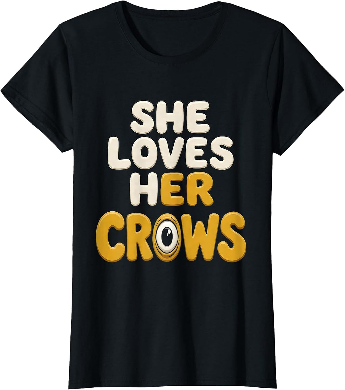 She Loves Her Crows Bird Lover Design T-Shirt - Black