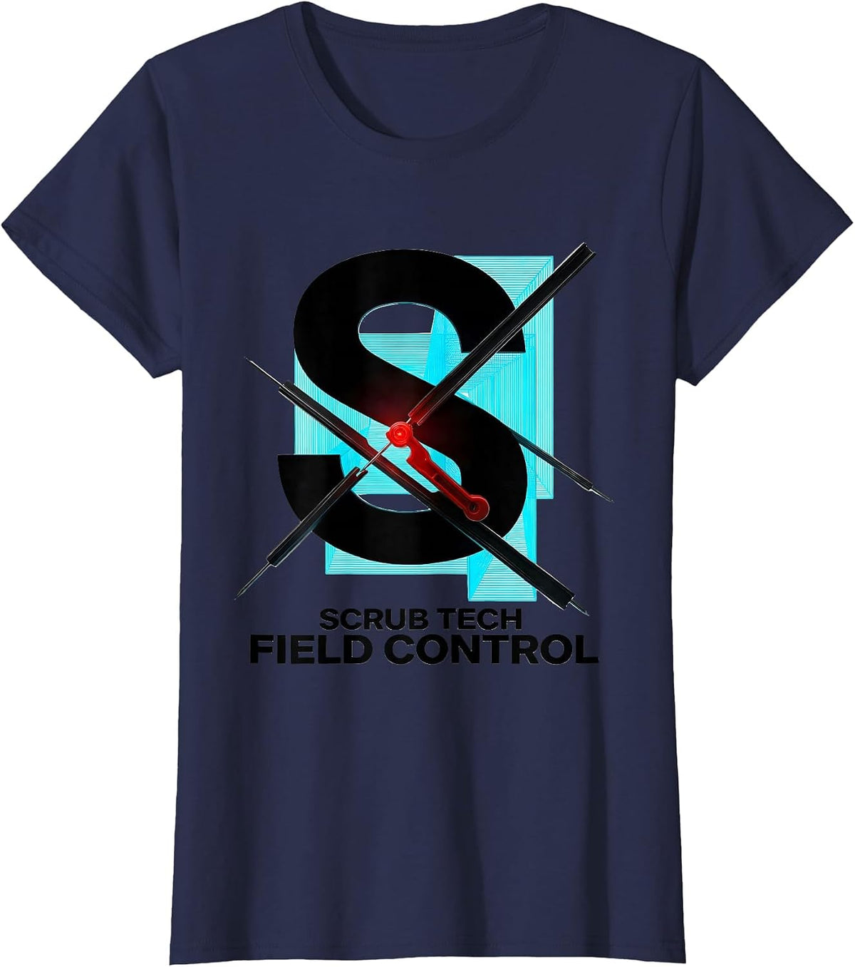 Women's Scrub Tech Field Control New Wave Typography Surgical Tech T-Shirt - Navy Blue