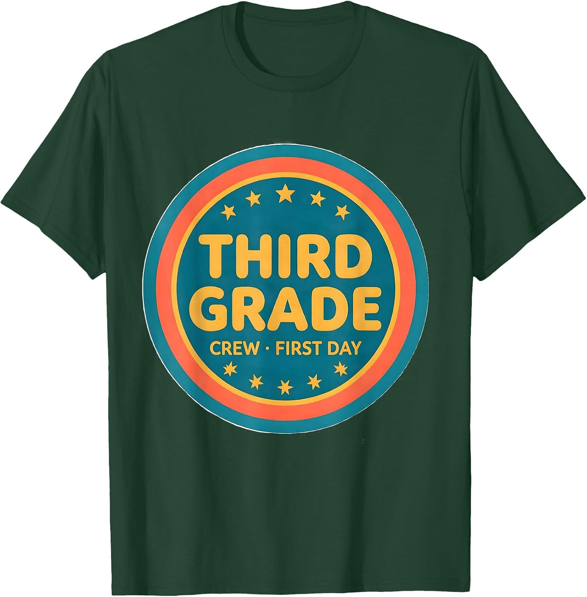 Men's Third Grade Crew First Day Back To School Teacher Student T-Shirt - Dark Green