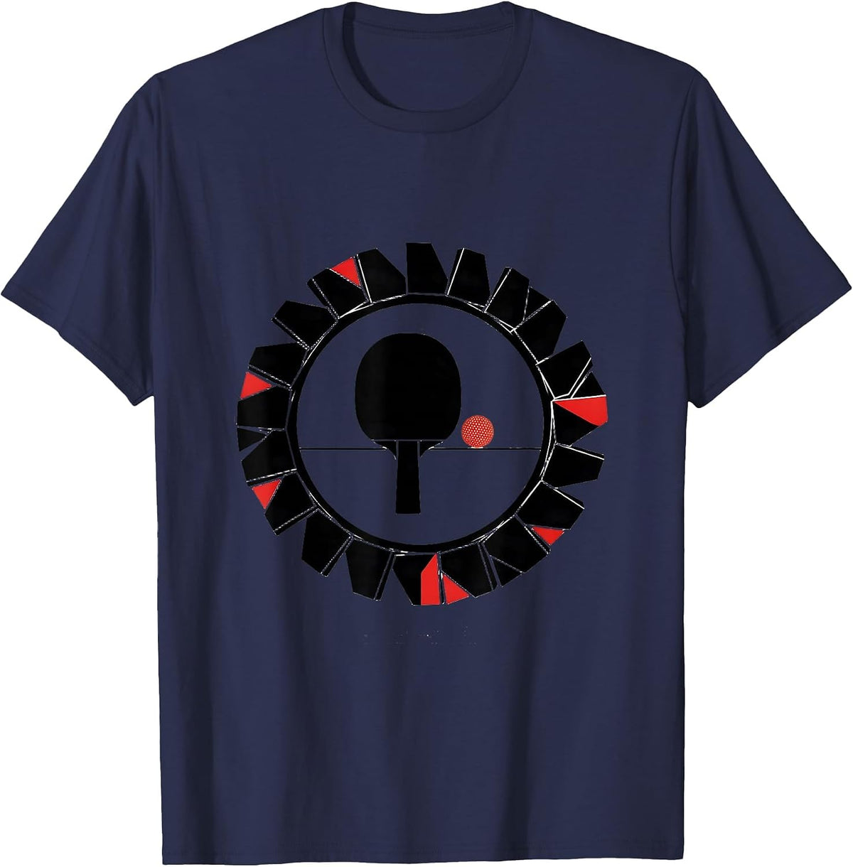 Men's Table Tennis Seal Geometric Humor Tennis Player Gift T-Shirt - Navy Blue