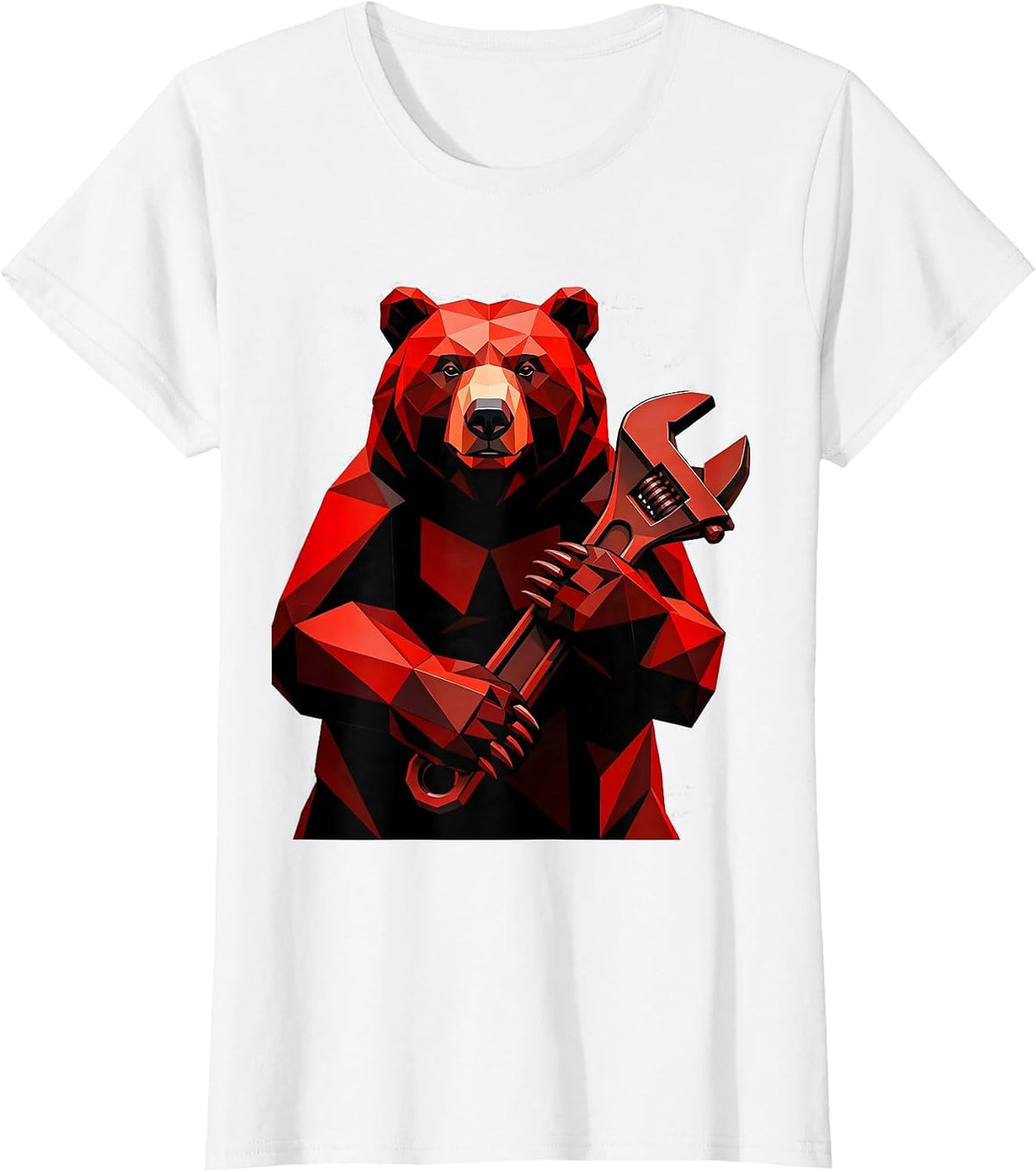 Women's Bear With Giant Socket Wrench Graphic T-Shirt - White