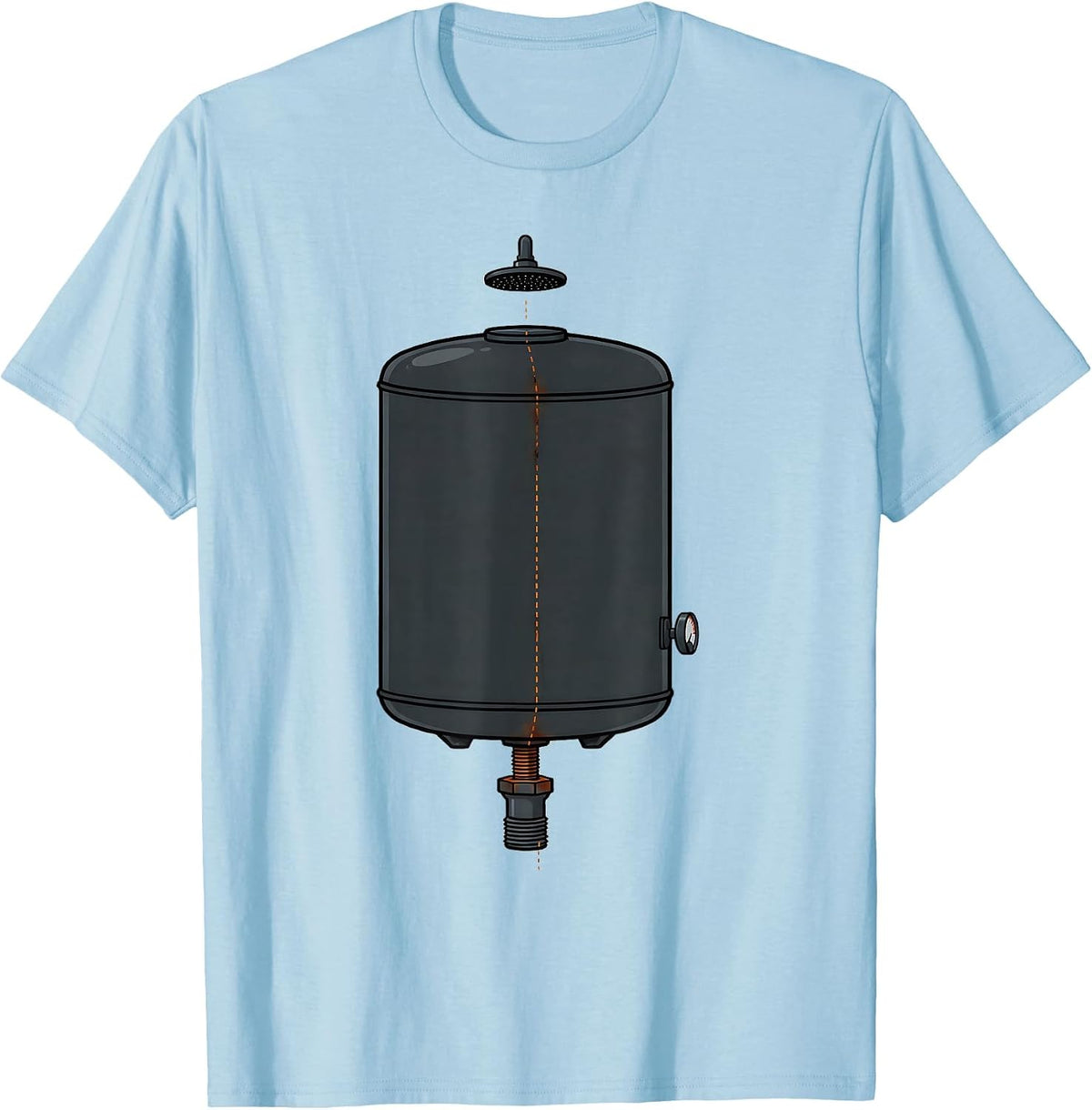 Men's Plumber Exploded Water Heater Funny Plumbing Humor T-Shirt - Baby Blue