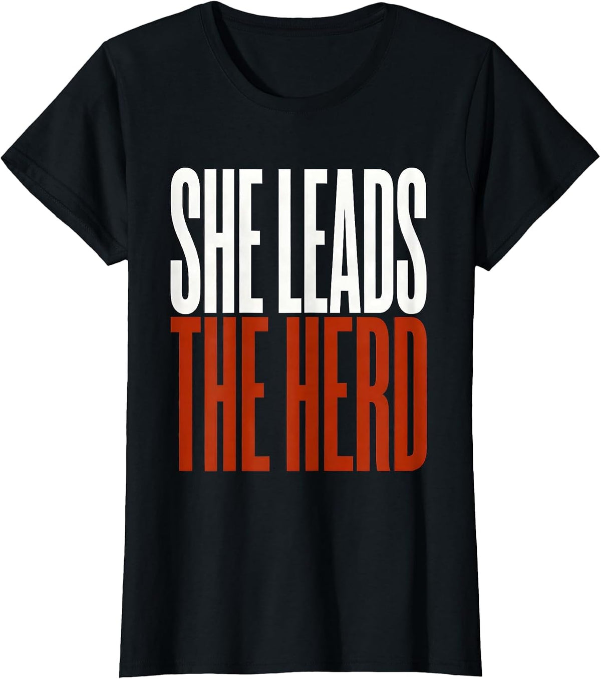 She Leads The Herd Cow Lover Design T-Shirt - Black