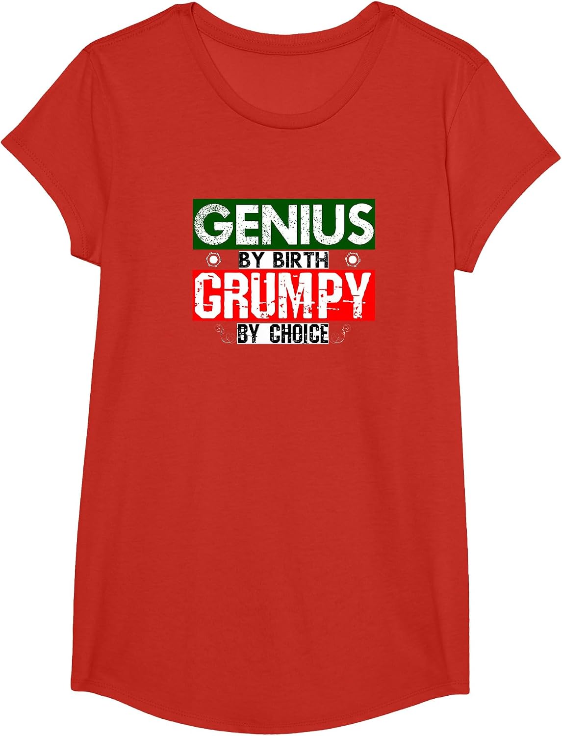 Genius By Birth T-Shirt Grumpy by Choice T-Shirt - Girls Red