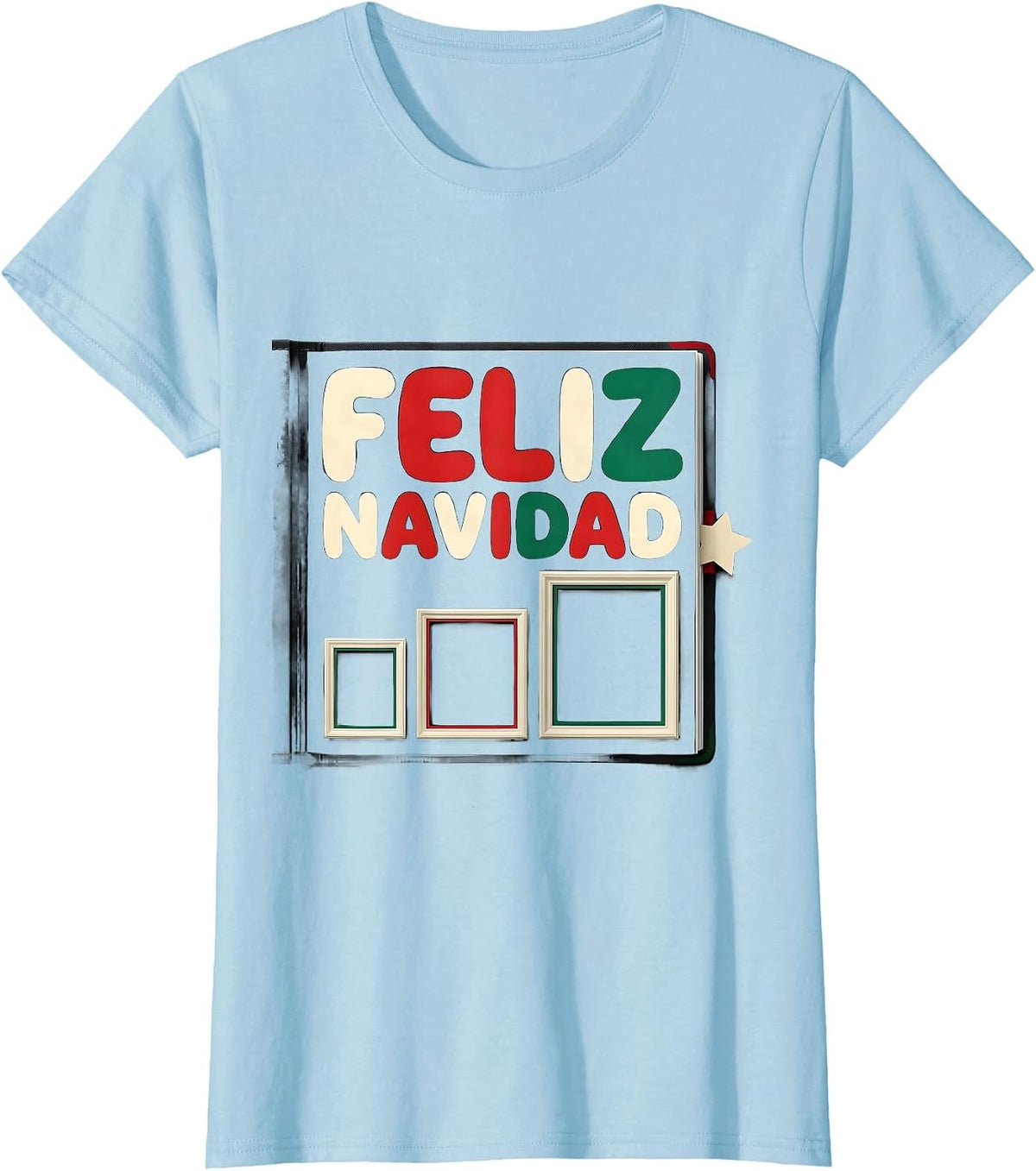 Feliz Navidad Spanish Mexican Family Christmas Matching T-Shirt - Baby Blue