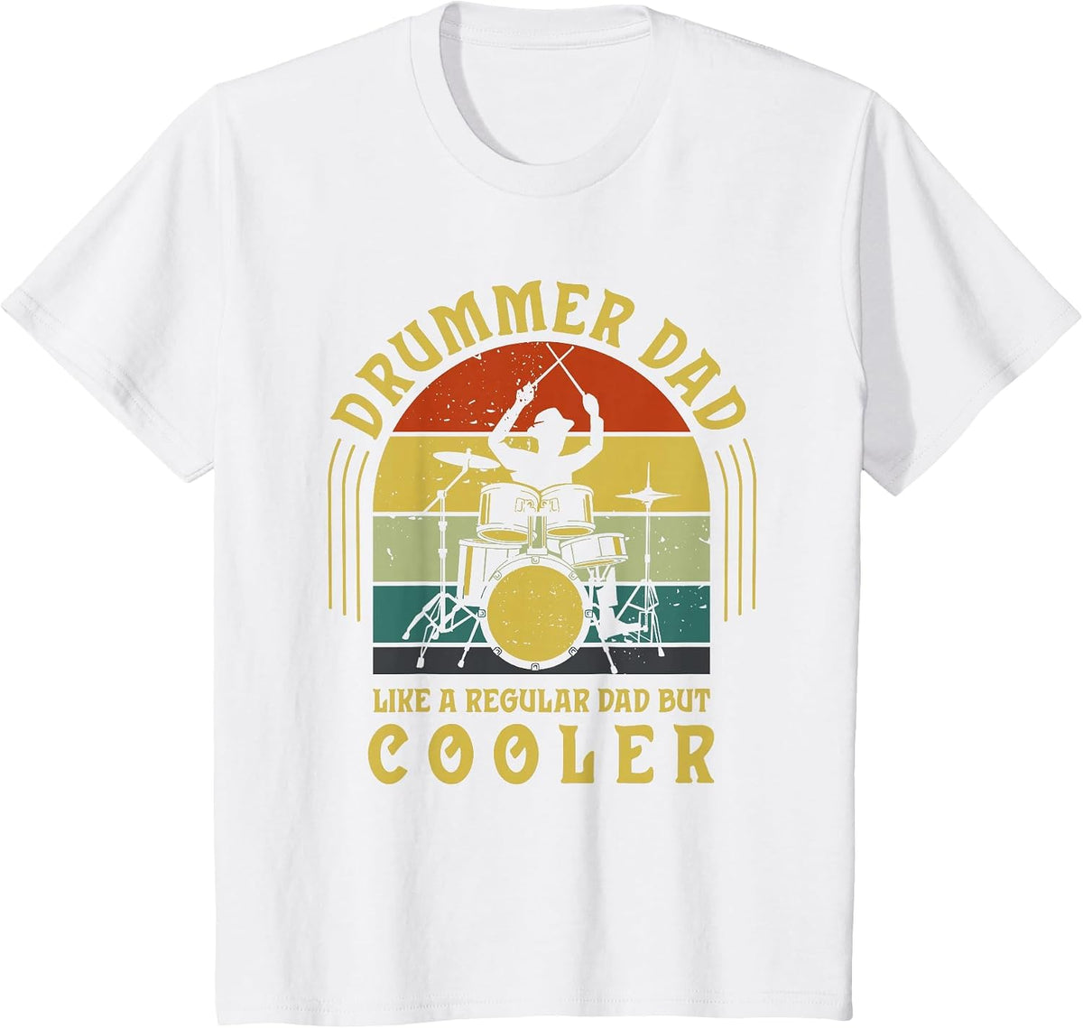 Funny Drummer Dad Art for Men Drumming Daddy Drum Players T-Shirt - White