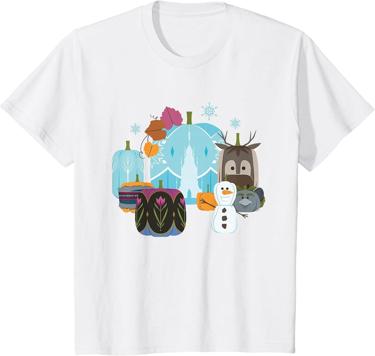 Disney Princess Frozen Pumpkins Autumn Harvest Fall Palace T-Shirt - White