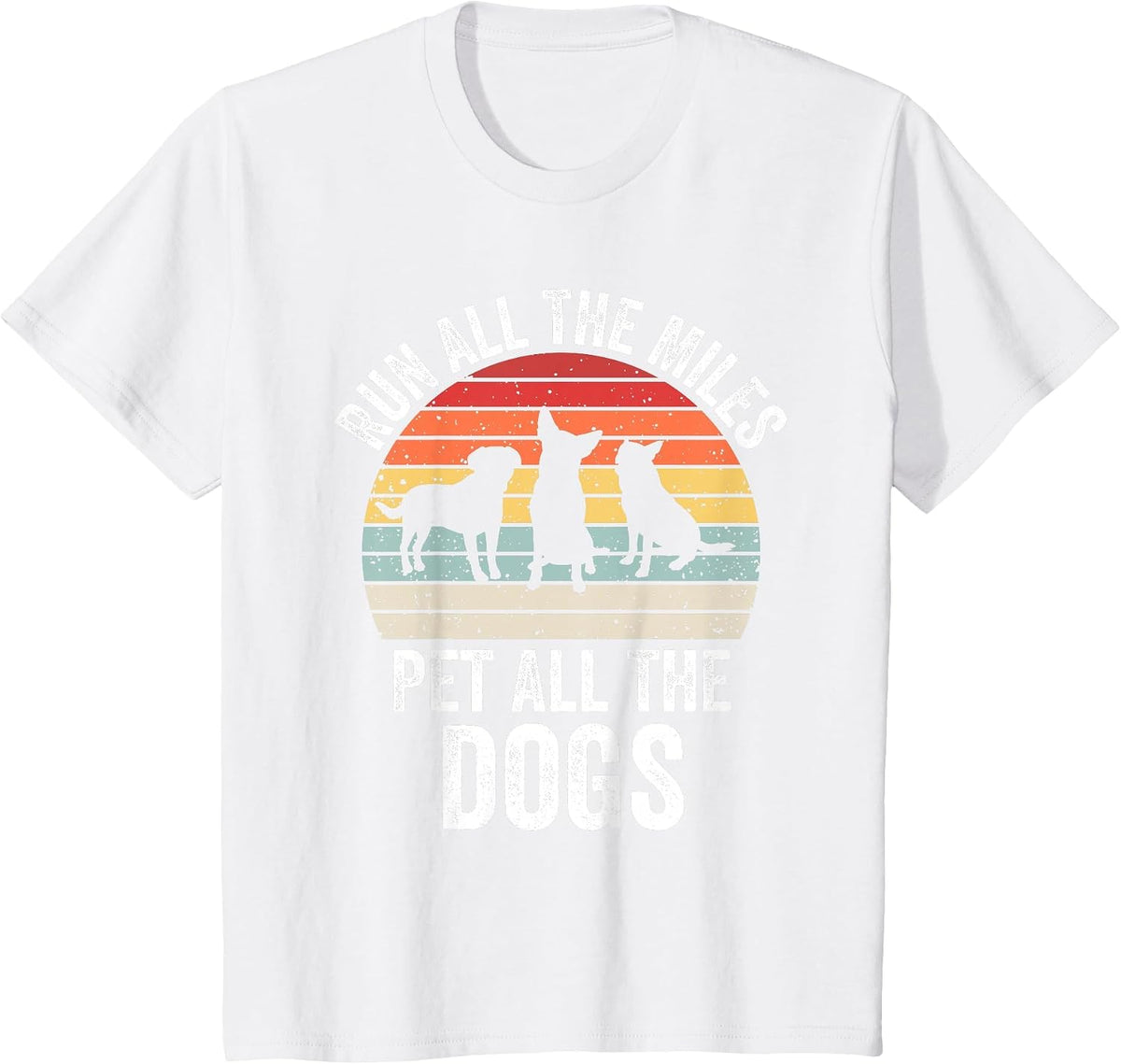 Run All The Miles Pet All The Dogs Funny Marathon Running T-Shirt - White