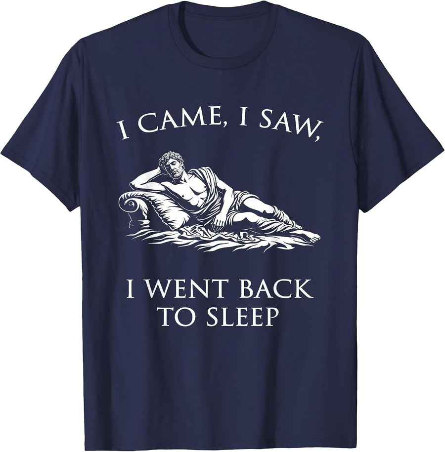 Funny Roman History Sleepy Julius Caesar Quote T-Shirt - Navy Blue