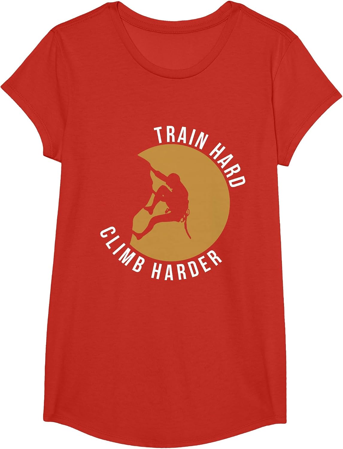 Train Hard Climb Harder Climbing Bouldering T-Shirt - Girls Red