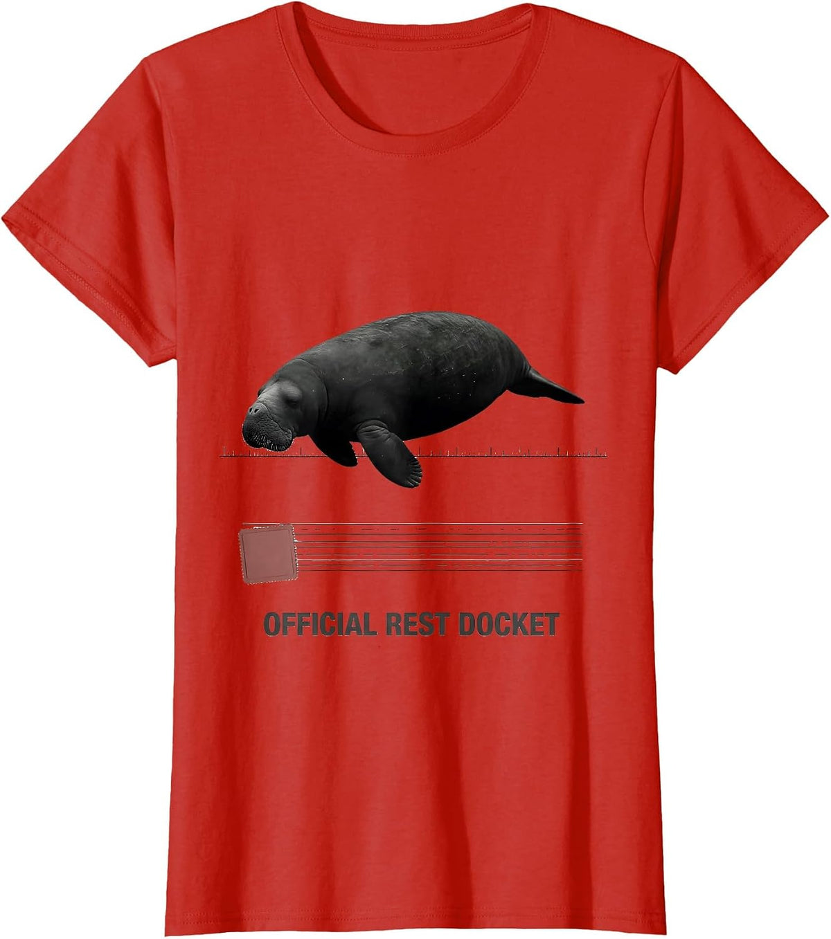 Women's Official Rest Docket Minimalist Manatee Sea Cow Wildlife T-Shirt - Red