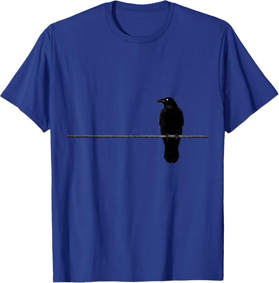 Minimalist Crow Gothic Humor Dark Novelty T-Shirt - Royal Blue