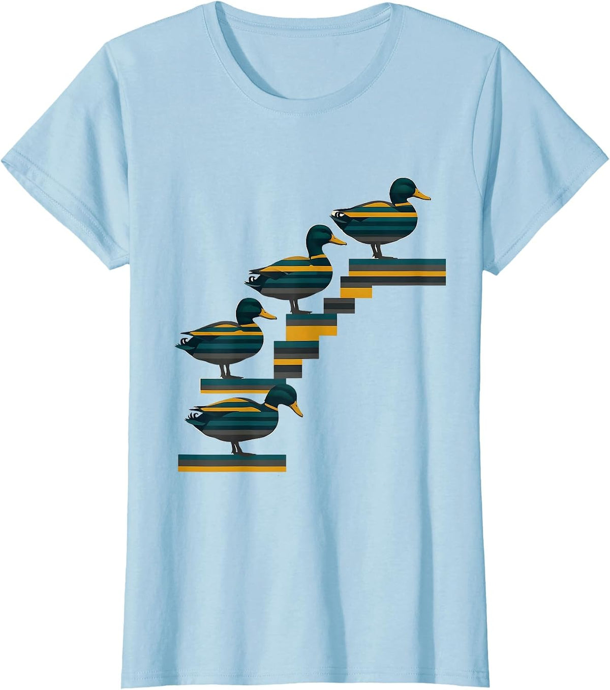 Descending Ducks Step Funny Novelty Duck Lover Gift T-Shirt - Baby Blue