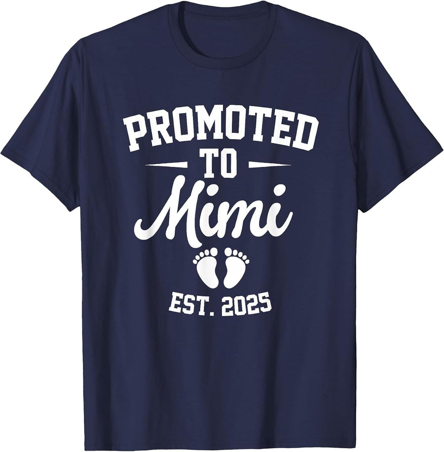 Promoted to Mimi Est 2025 Retro Soon to Be Mimi 2025 T-Shirt - Navy Blue