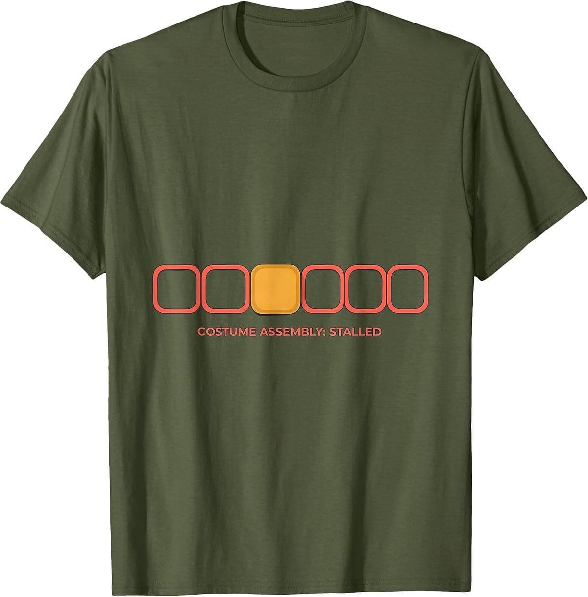 Costume Assembly Stalled Error 404 Halloween Lazy Costume T-Shirt - Olive Green