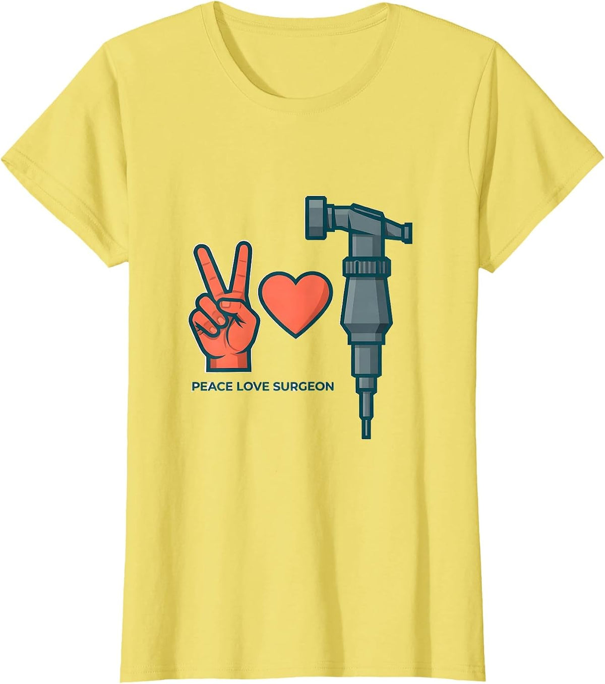 Women's Peace Love Surgeon Funny Surgical Tech Surgeon Gift T-Shirt - Lemon Yellow