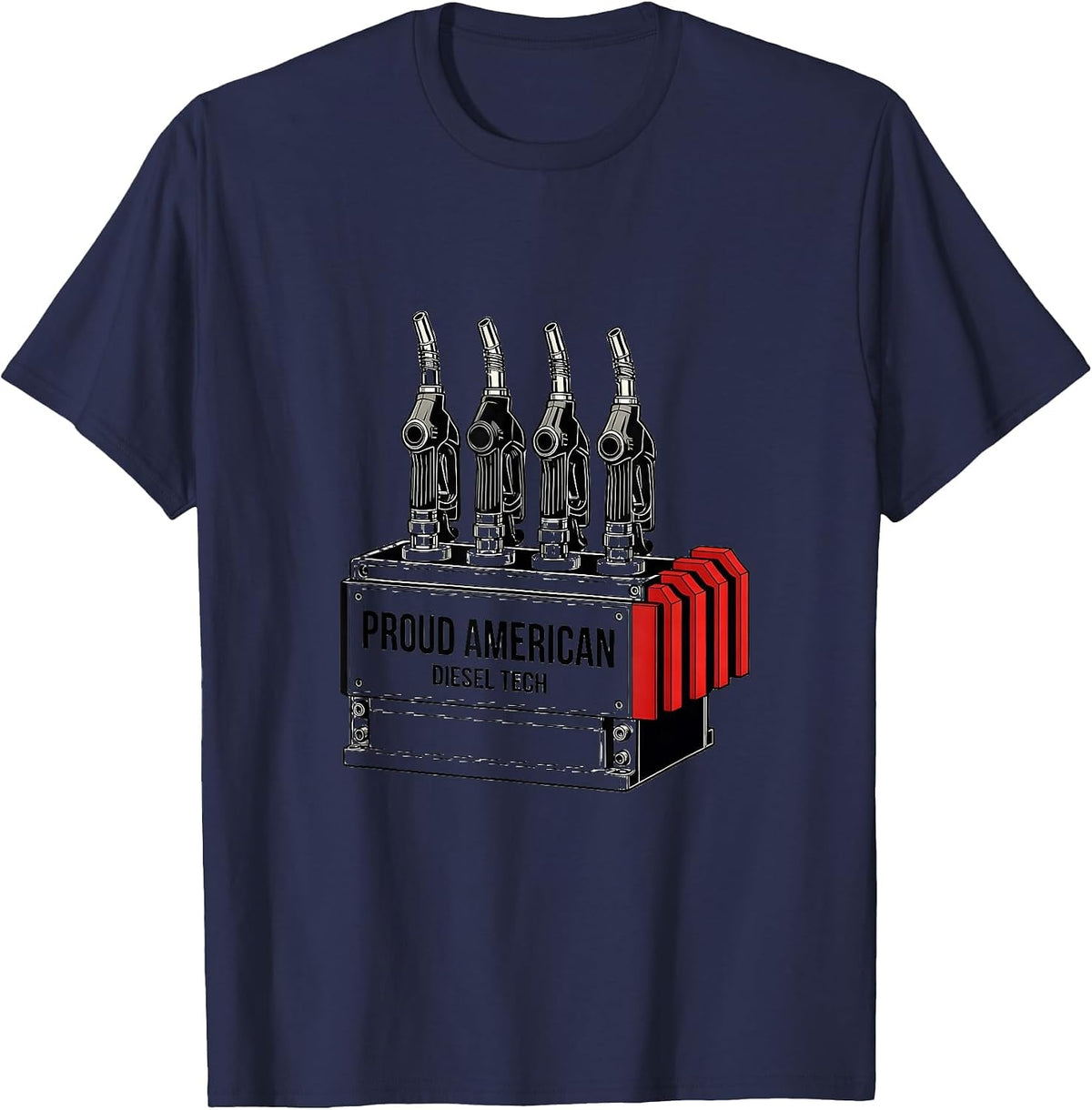 Proud American Diesel Tech Patriotic Diesel Tech Oilfield T-Shirt - Navy Blue