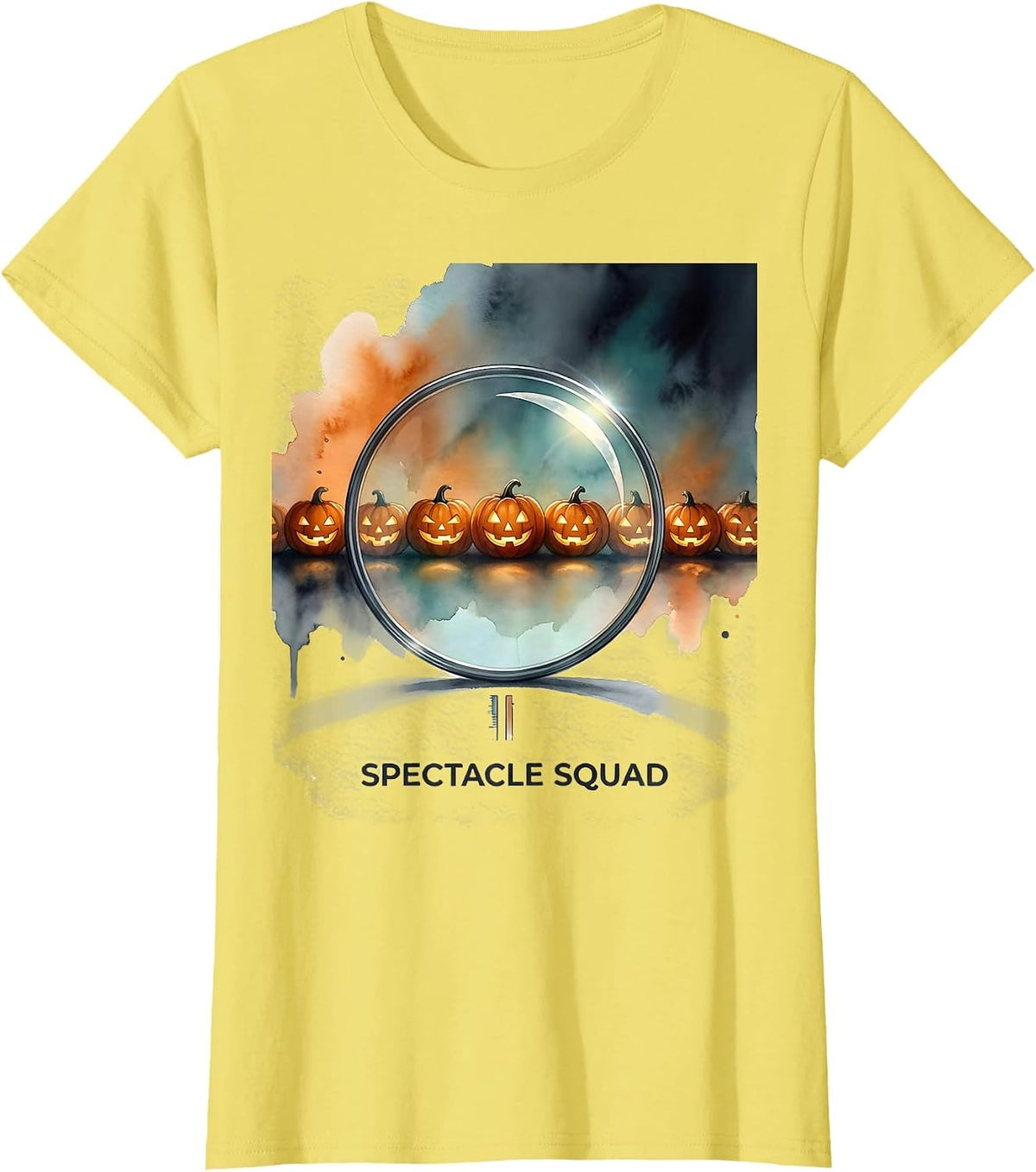 Spectacle Squad Watercolor Halloween Optometrist Eye Doctor T-Shirt - Lemon Yellow