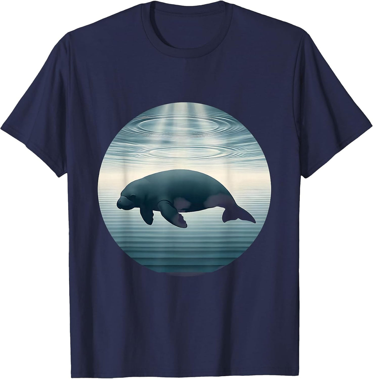 Gulf of America Manatee Underwater Art Design T-Shirt - Navy Blue