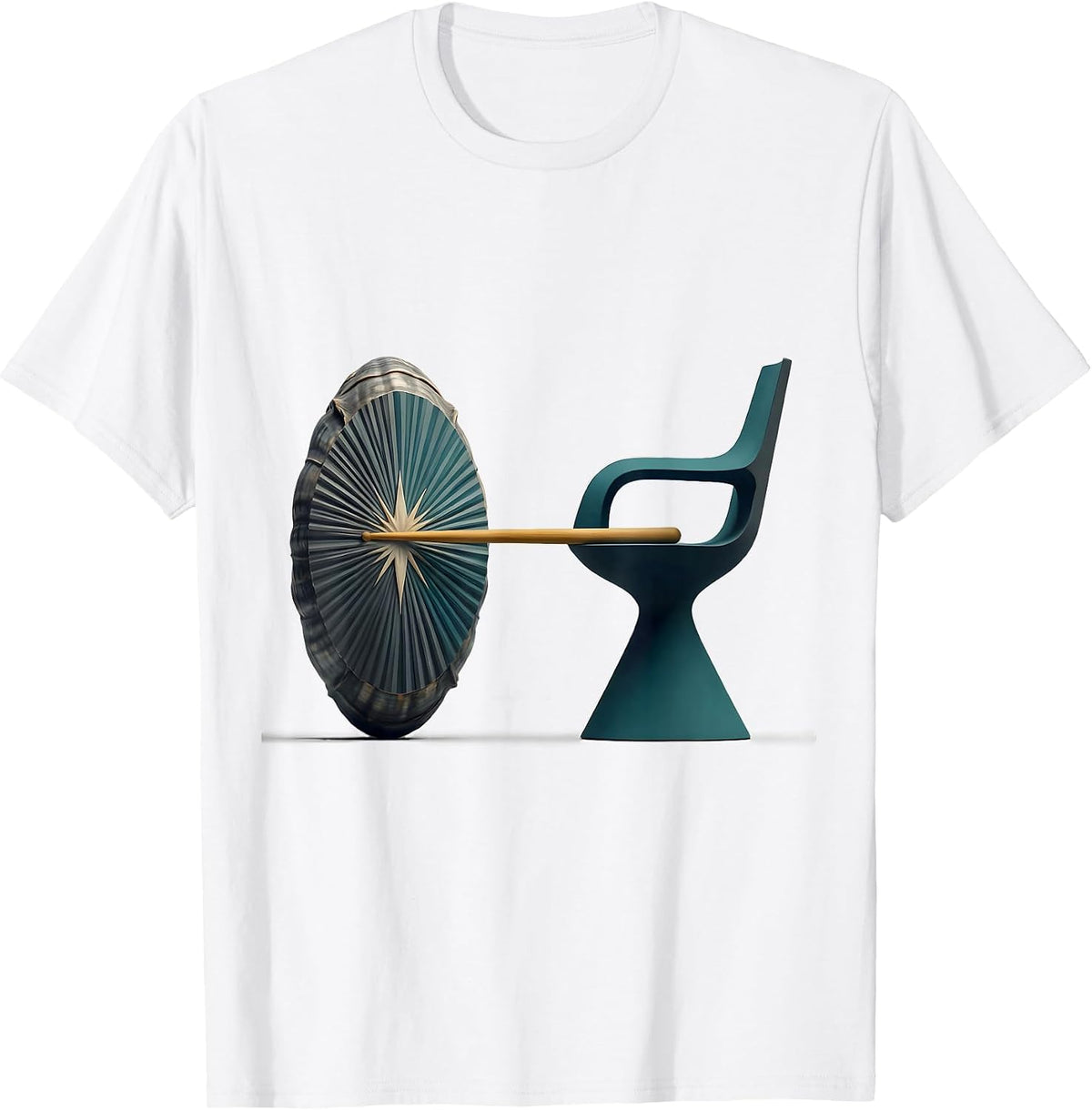 Men's Drummer Drum & Chair Midcentury Modern Humor T-Shirt - White