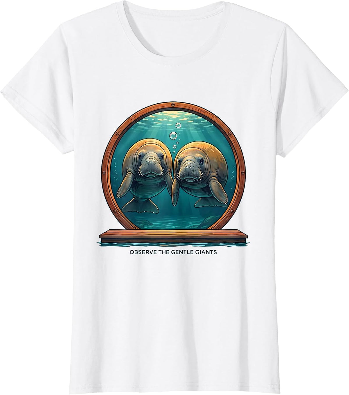 Women's Observe The Gentle Giants Funny Manatee Lover Gift T-Shirt - White