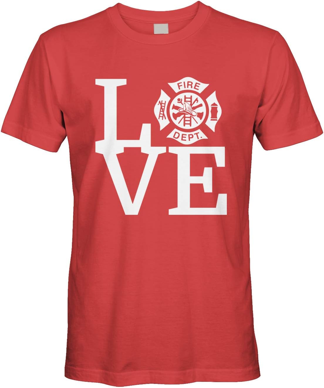 Men's Love Fire Department Firefighter Fire Fighter T-Shirt - Red