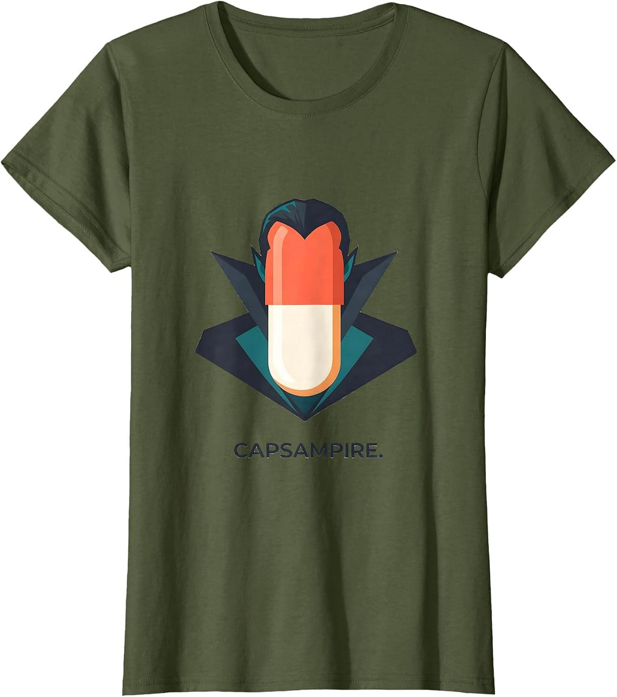 Women's Capsampire Funny Pharmacy Halloween Pharmacist Tech Crew T-Shirt - Olive Green