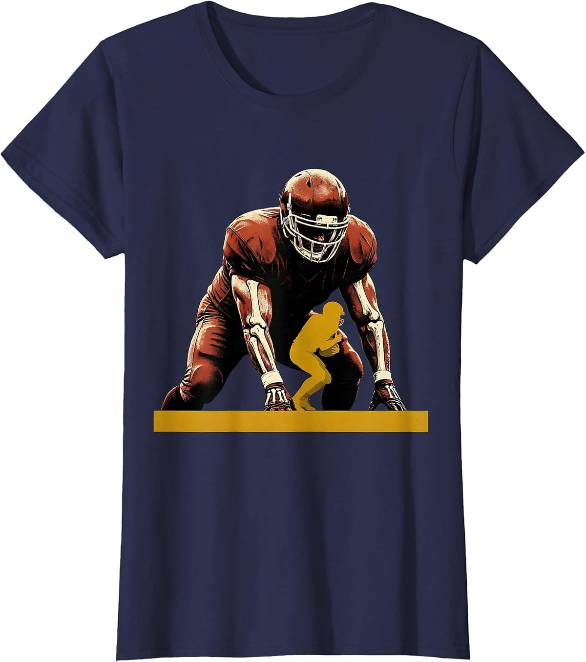 Women's Lineman Blocking Mass Football Player Humor T-Shirt - Navy Blue