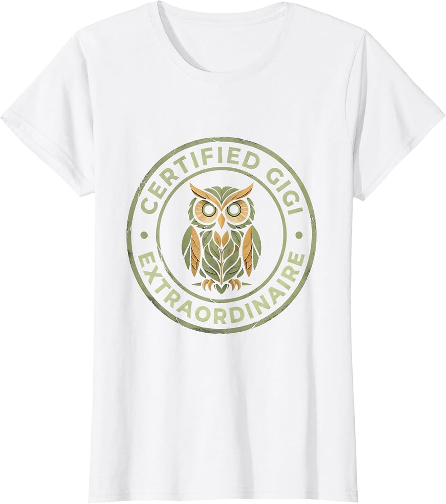 Women's Certified Gigi Extraordinaire Grandma Design T-Shirt - White