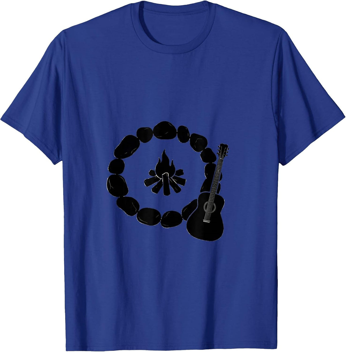 College Campfire Guitar Graphic Tee T-Shirt - Royal Blue