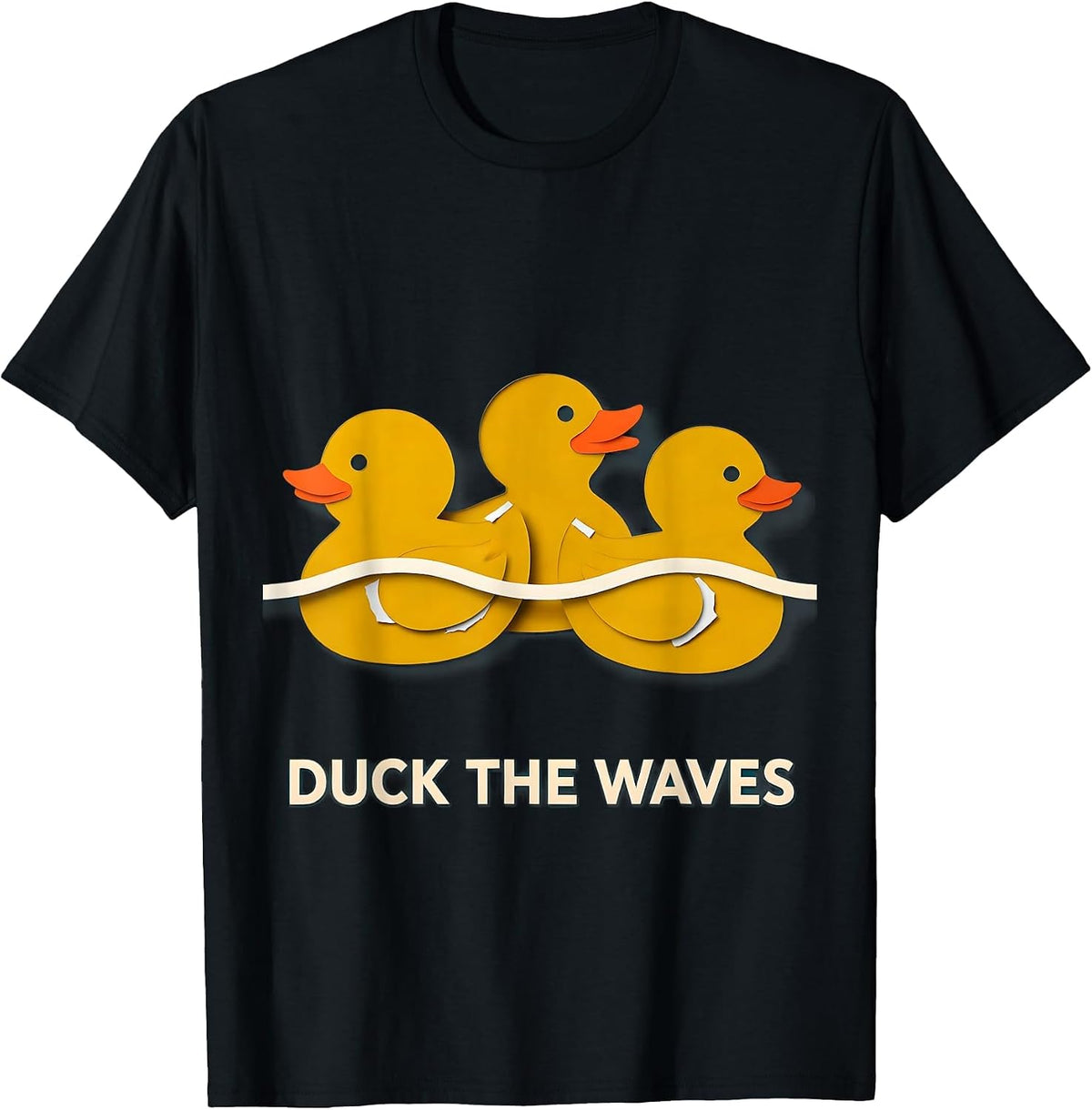 Men's Duck The Waves Funny Rubber Duck Novelty Humor Gift T-Shirt - Black