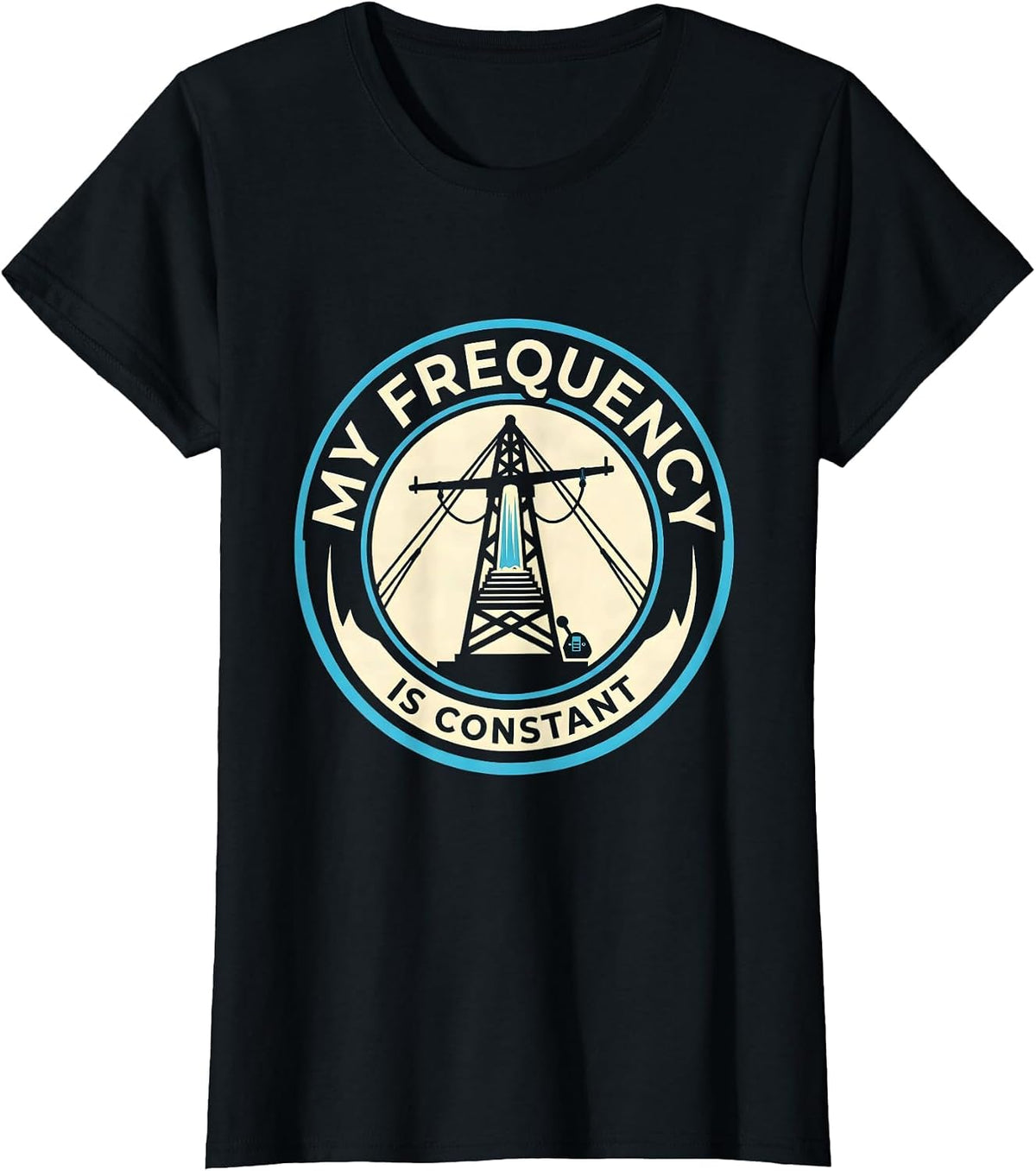 Women's My Frequency Is Constant Funny Ham Radio Operator Hobbyist T-Shirt - Black