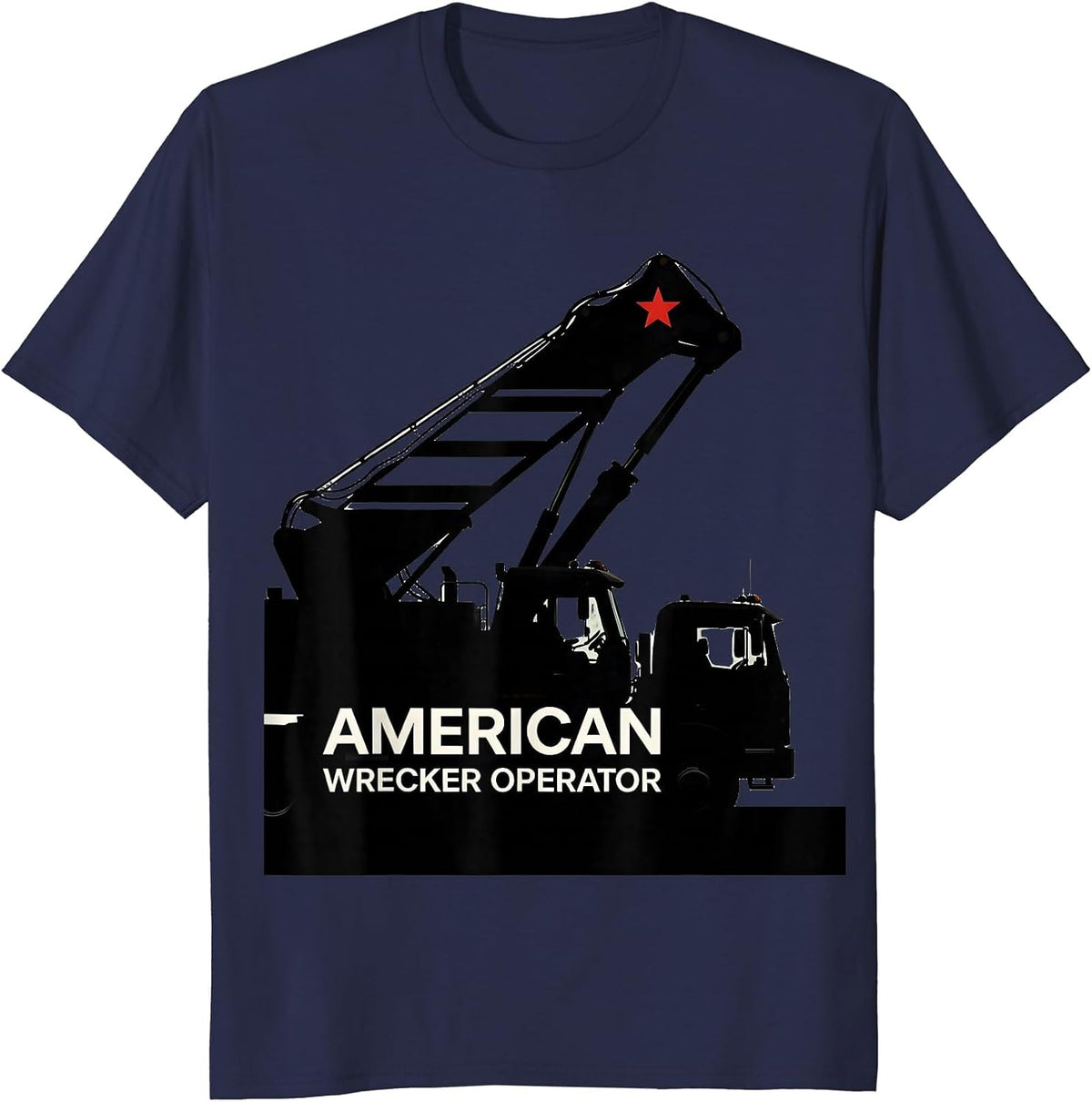 American Wrecker Operator Patriotic Trucker Trade Pride T-Shirt - Navy Blue