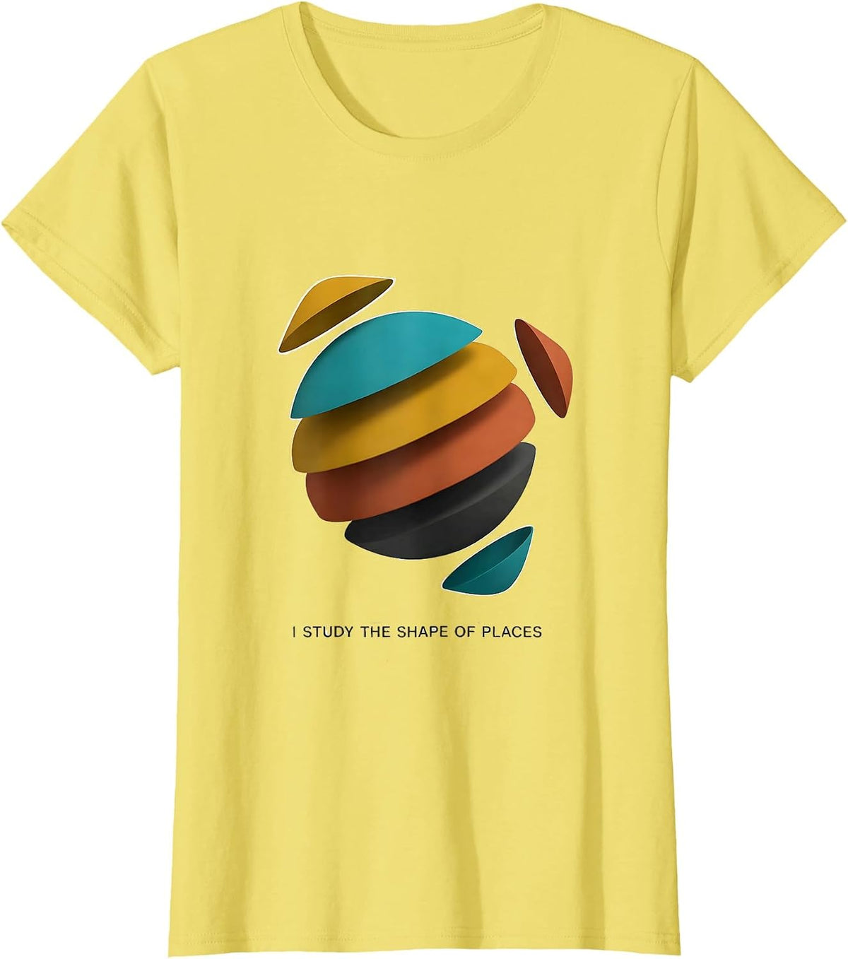 I Study The Shape Of Places Midcentury Modern Geography T-Shirt - Lemon Yellow