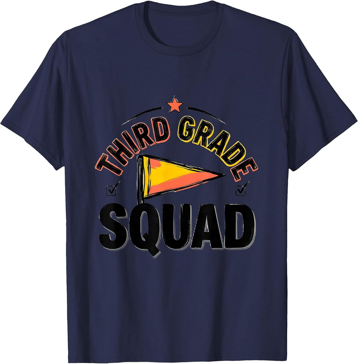 Third Grade Squad Sign Painter Showcard Back To School Team T-Shirt - Navy Blue