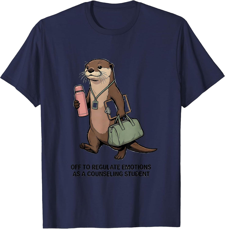 Off To Regulate Emotions As A Counseling Student Funny T-Shirt - Navy Blue