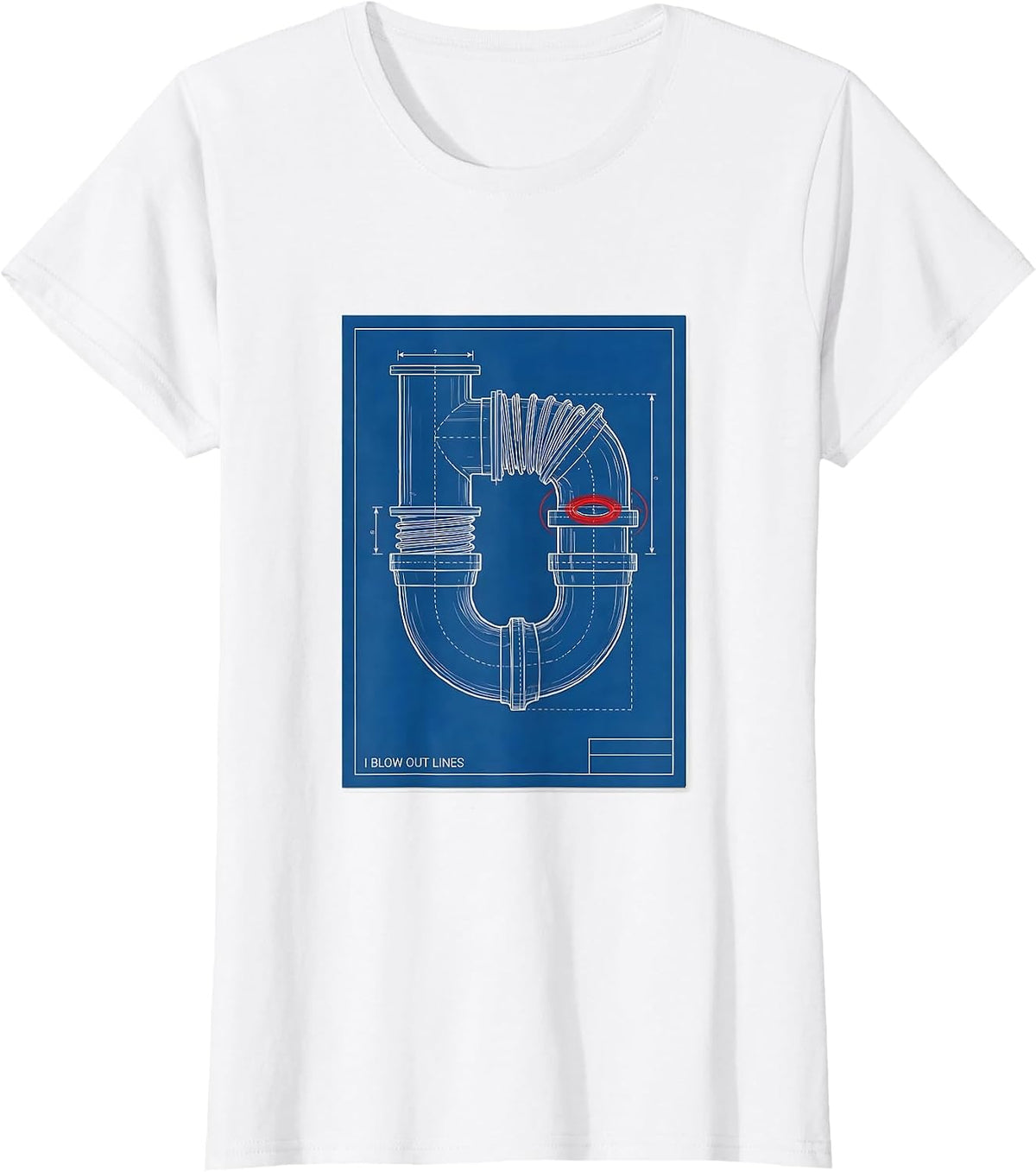 I Blow Out Lines Funny Plumber Pipefitter Steamfitter T-Shirt - White