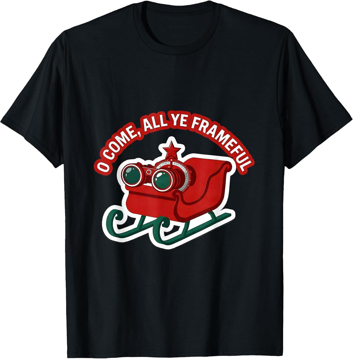 Men's O Come, All Ye Frameful Funny Optometrist Christmas Clinic T-Shirt - Black