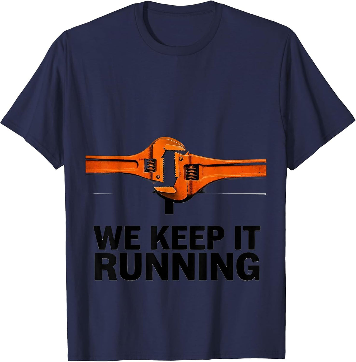 Men's We Keep It Running Brutalist Graphic American Flag Mechanic T-Shirt - Navy Blue