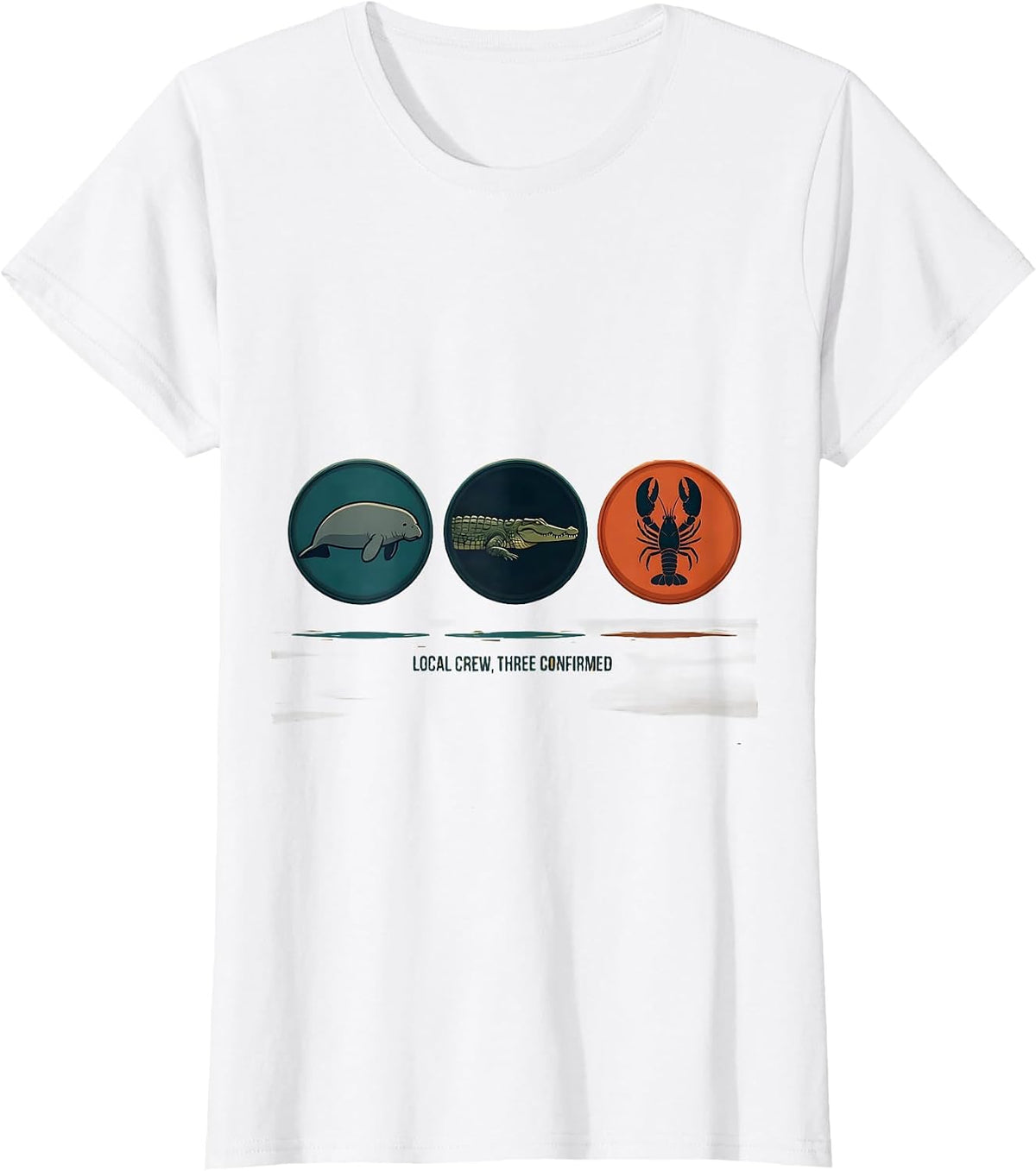 Women's Local Crew Three Confirmed Vintage Florida Manatee Alligator T-Shirt - White