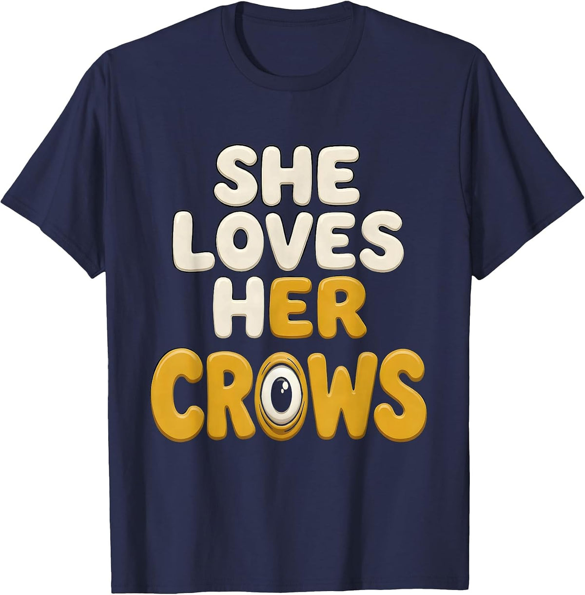 She Loves Her Crows Bird Lover Design T-Shirt - Navy Blue