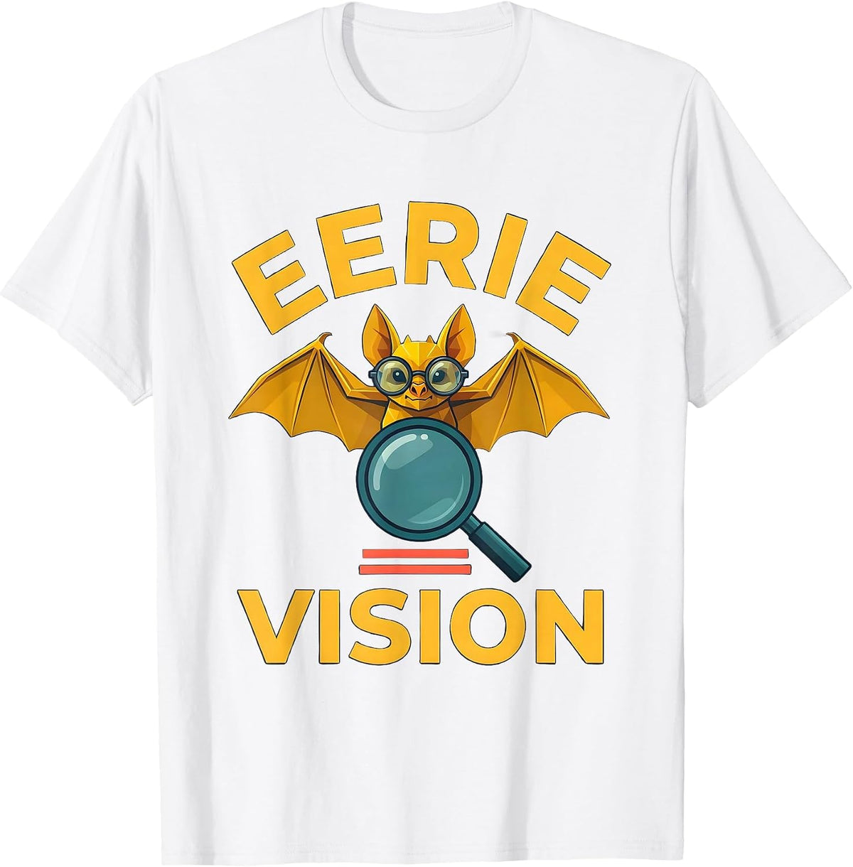 Men's Eerie Vision Flat Vector Halloween Optometrist Eye Doctor T-Shirt - White