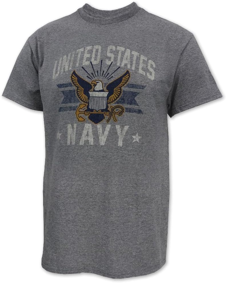Armed Forces Gear Men's US Navy Vintage Basic Short-Sleeve T-Shirt - Licensed US Navy Shirts for Men (Grey) - Grey