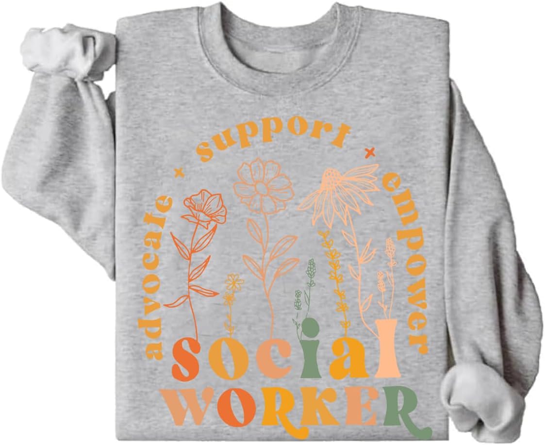 Social Worker Sweatshirt School Social Worker Sweatshirt Long Sleeve Pullover Hoodie - Grey